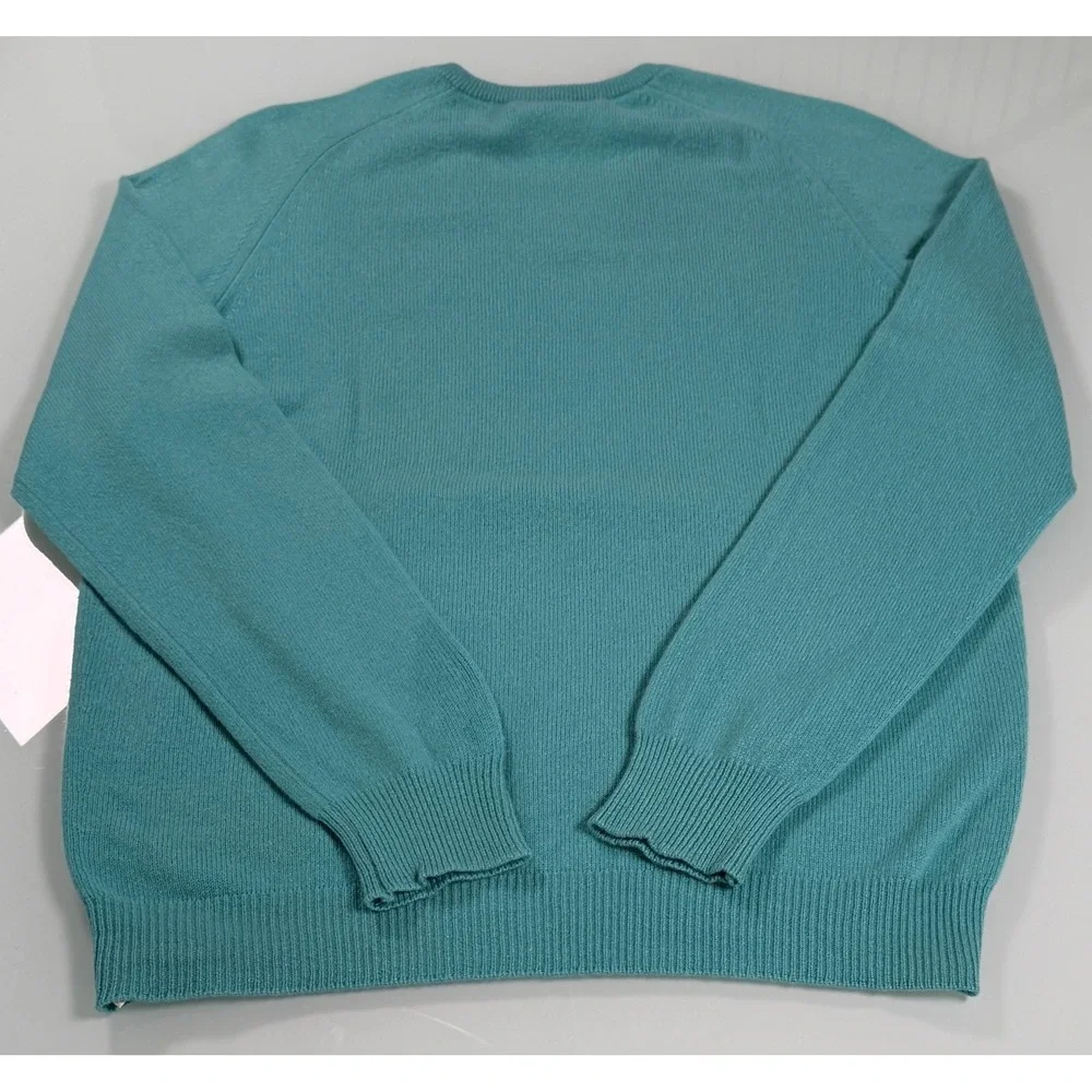 Lyle & Scott 100% Cashmere Teal Mens V-Neck Pullover Sweater -Sz 44 Large-XL